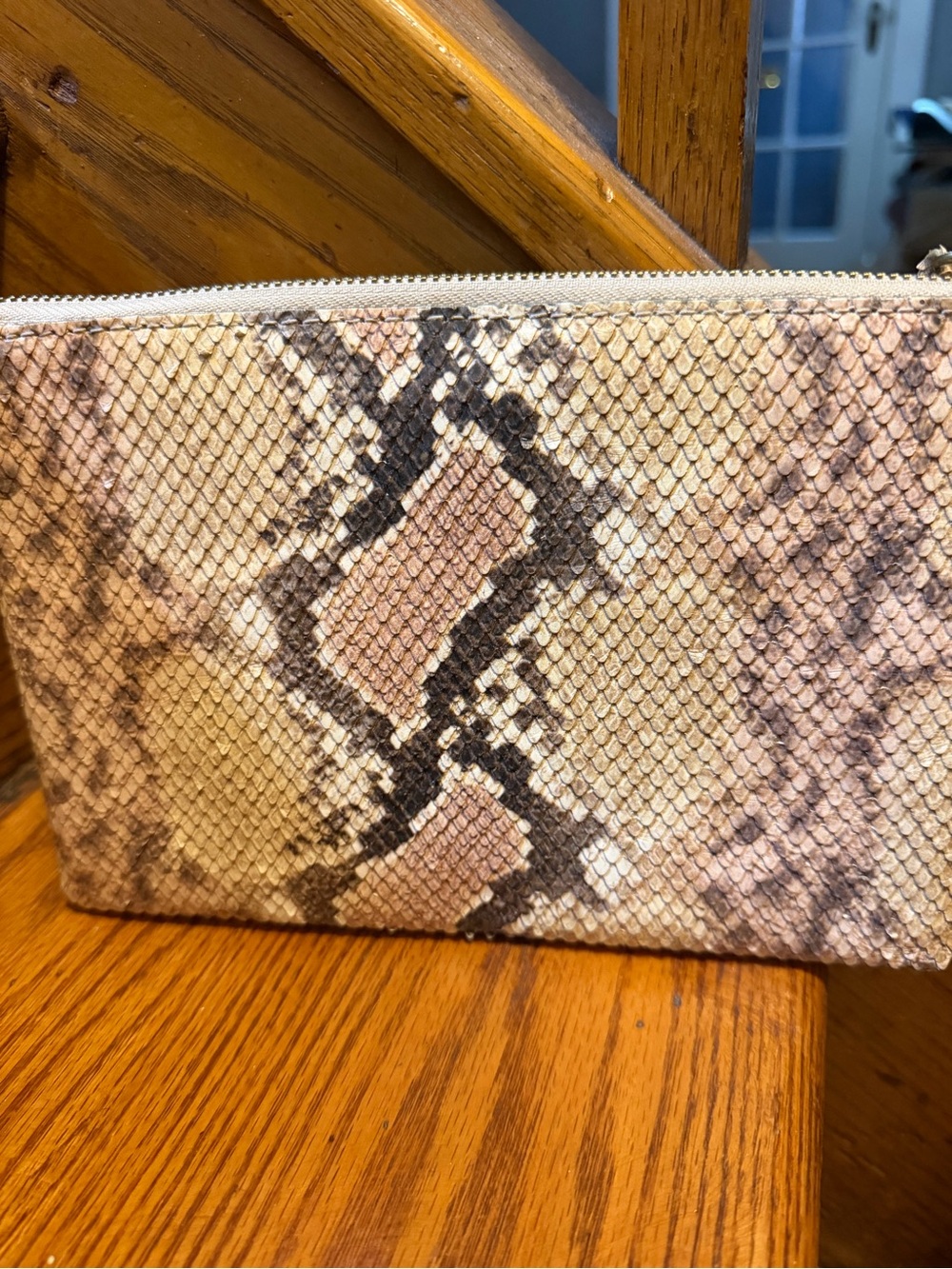 Madewell Snake-Print Wristlet in Tan, Brown, Cream
